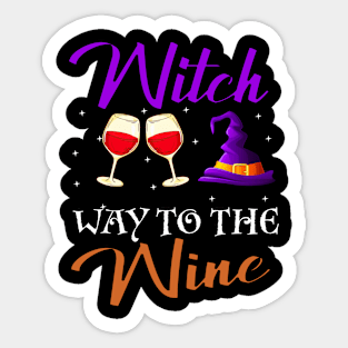 Witch Way To The Wine Funny Wine Halloween Gifts Sticker